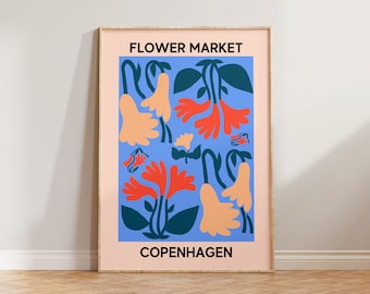 Flower Market Print Poster, Flower Market Copenhagen Print, Aesthetic Floral Print, Aesthetic Wall Art, Cute Home Decor, Les Fleurs Art