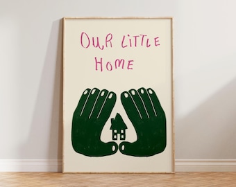 Living Room Wall Art Poster, Hand Drawn Doodle Our Little Home Print, Hallway Print, First Home Wall Art, Cute Living Room Prints