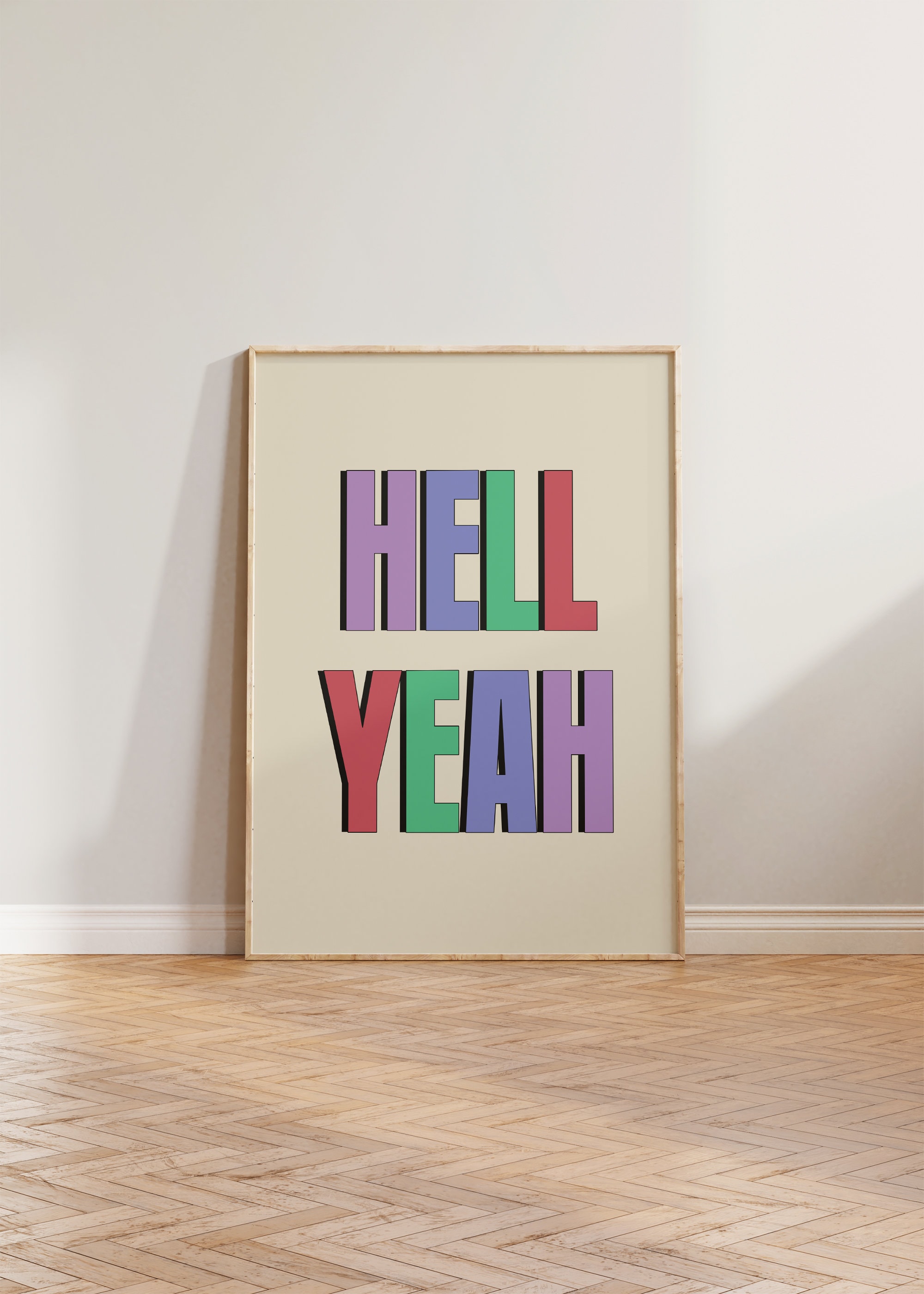 Hell Yeah Print Poster, Bold Print, Funny Typography Print, Hell Yeah Poster, Colourful Wall Print, Eclectic Print, Typographic Wall Decor