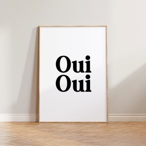 Wall Art, Bathroom Print, Oui Oui Print, Typographic Print, Living Room Print, Dark Blue Print, Bold Wall Art, French Poster, Typography Art