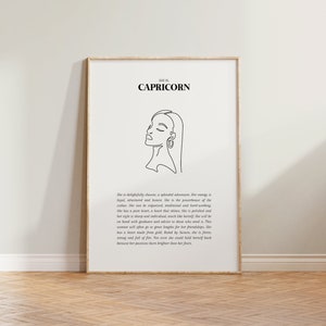 She Is Capricorn Print, Capricorn Art Print, Horoscope Zodiac Print, Zodiac Gift, Astrology Print, Star Sign, Capricorn Poster, Gift For Her