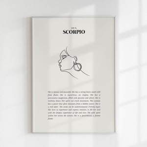She Is Scorpio Print, Scorpio Print, Horoscope Zodiac Print, Astrology Print, Star Sign Wall Art, Scorpio Poster, Minimalist Scorpio Gift image 5
