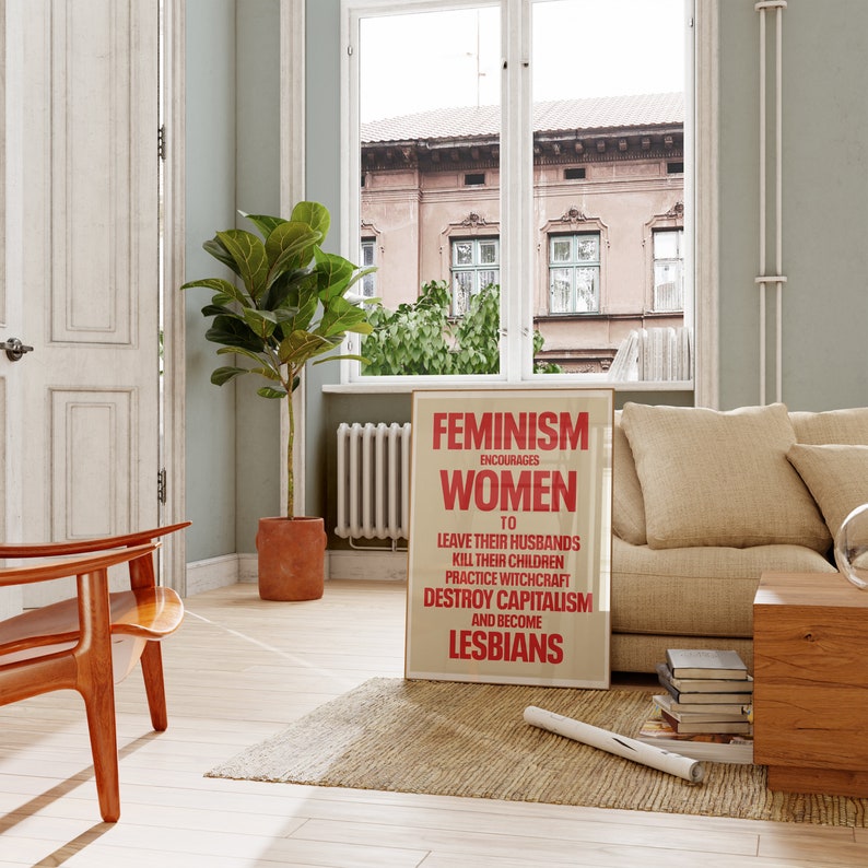 Feminist Print, Feminism Art Print, Female Empowerment Print, Retro Feminist Poster, Feminism Encourages, Feminist Poster Pink, Gift For Her 画像 7
