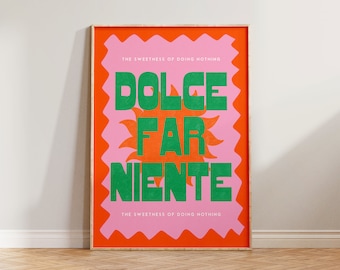 Bedroom Wall Art Prints, Italian Wall Decor, Dolce Far Niente Print, Travel Prints, Colourful Wall Art, Italy Travel Poster, Summer Prints