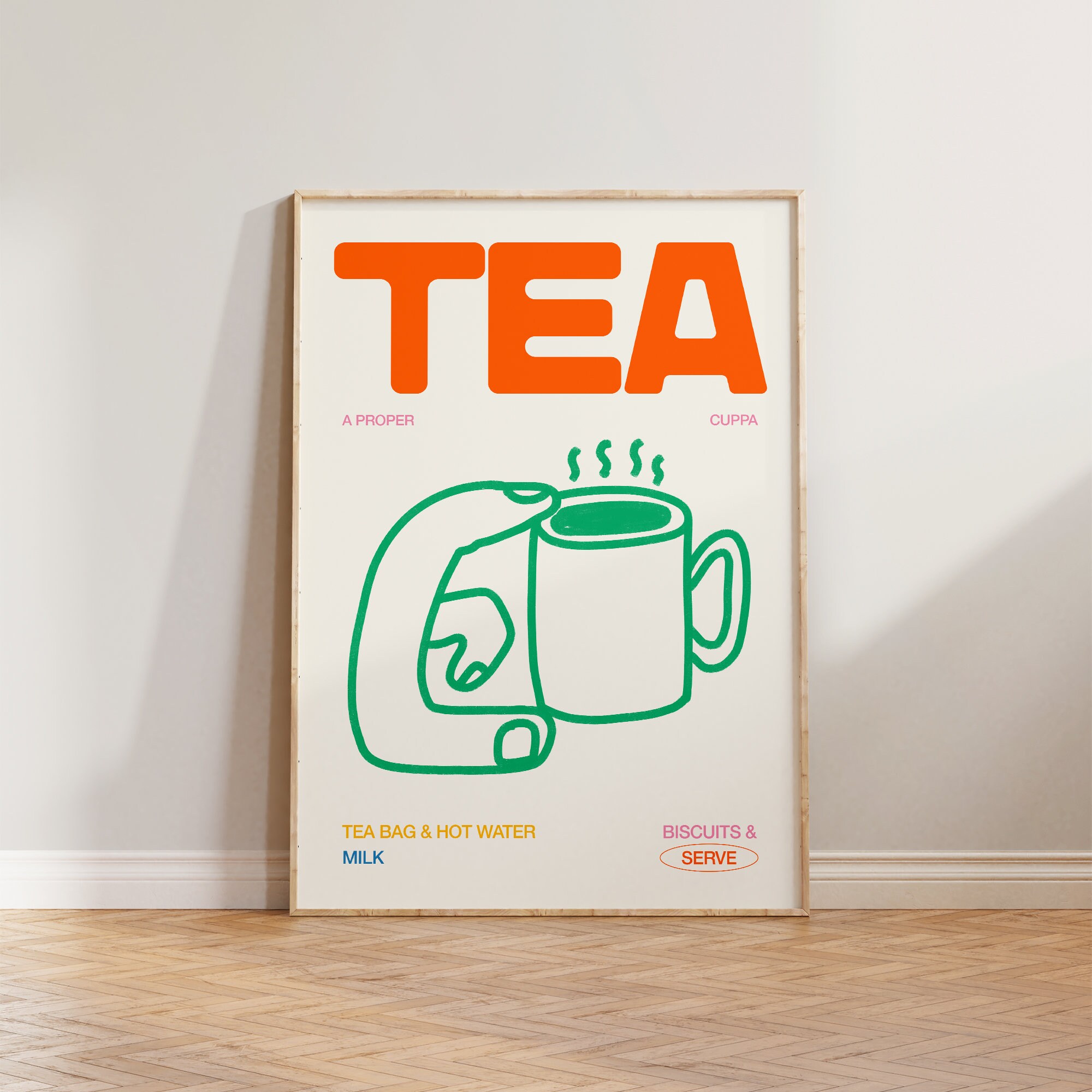 for the tea kitchen print | unique wall art from... Kitchen Print, Tea Wall Art, Tea Illustration Kitchen Prints, Hand ...