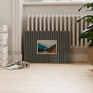 Retro randig väggkonst, vintage Kanada-tryck, randigt tryck, väggkonst i mitten av århundradet modern, väggkonst i vintagevykort, retro Banff-väggkonst bild 2
