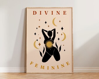 Divine Feminine Print Poster, Feminist Print, Female Empowerment Print, Boho Feminist Poster, Girl Power Print, Boho Abstract Feminist Art