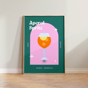Aperol Spritz Print, Retro Cocktail Wandkunst, Aperol Poster, Bar Decor, Retro Drucke, Bunt Poster Druck, Cocktails Drucke, coole Kunst