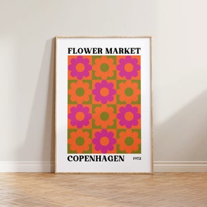 Flower Market Print, Retro 70s Print Poster, Aesthetic Floral Print, Flower Market Poster, Copenhagen Print, Retro Print, Flower Power Art