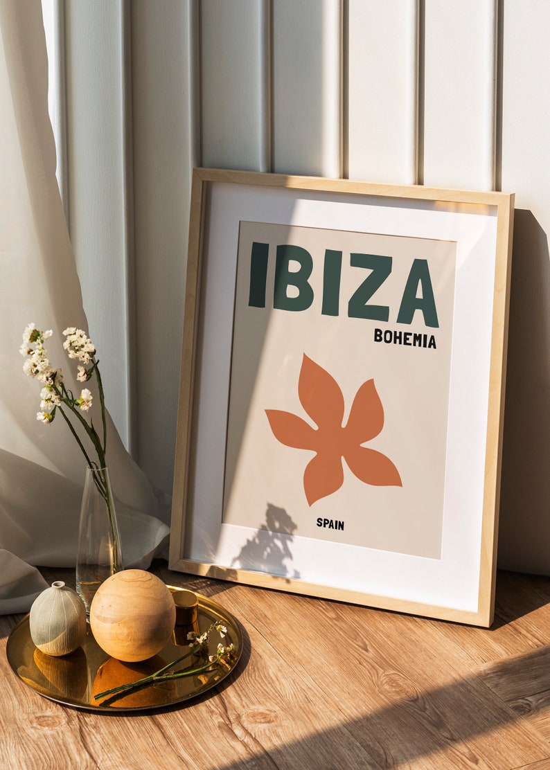 Ibiza Reisedruck, Neutralfarbener Reisedruck, Ibiza Poster, Ibiza Böhmen Poster, Spanien Reisedruck, Boho Travel Art, Ibiza Druckkunst Bild 2