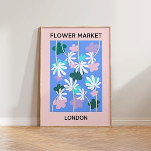Flower Market London Print, Aesthetic Floral Print, Flower Market Poster, Flower Market Print Pink, Floral London Poster, Les Fleurs Art