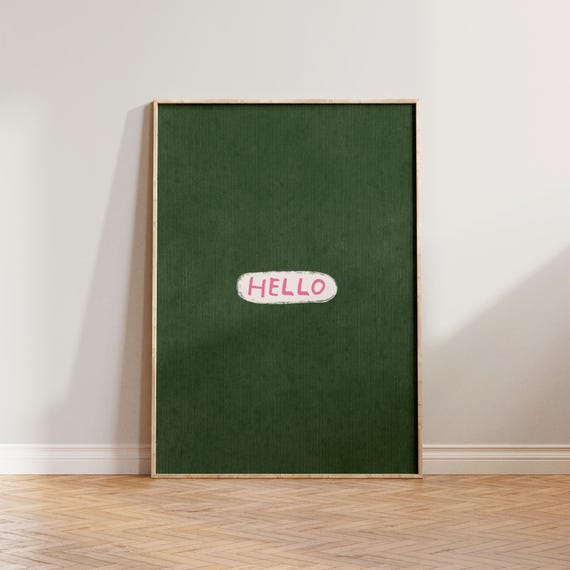 Hallway Wall Art, Retro Wall Art, Hello Print, Hallway Prints, Colourful Wall Decor, Welcome Sign Art, Retro Print, Living Room Prints
