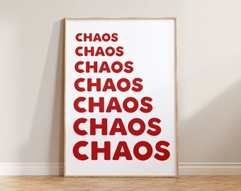 Chaos Print Poster, Bedroom Print, Bold Typography Print, Cool Bedroom Poster, Eclectic Bedroom Print, Chaos Poster, Bold Word Wall Art