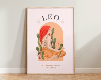 Löwe Print, Löwe Kunstdruck, Horoskop Sternzeichen Druck, Löwe Sternzeichen Geschenk, Astrologie Druck, Löwe Sternzeichen Wandkunst, Löwe Poster, Löwe Geschenk, Horoskop