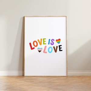 Love Is Love Print, Pride Print, LGBTQ+ Print, Pride Rainbow Poster, Gay Pride Wall Art, Pride LGBTQ+ Wall Decor, Love Is Love Poster Art