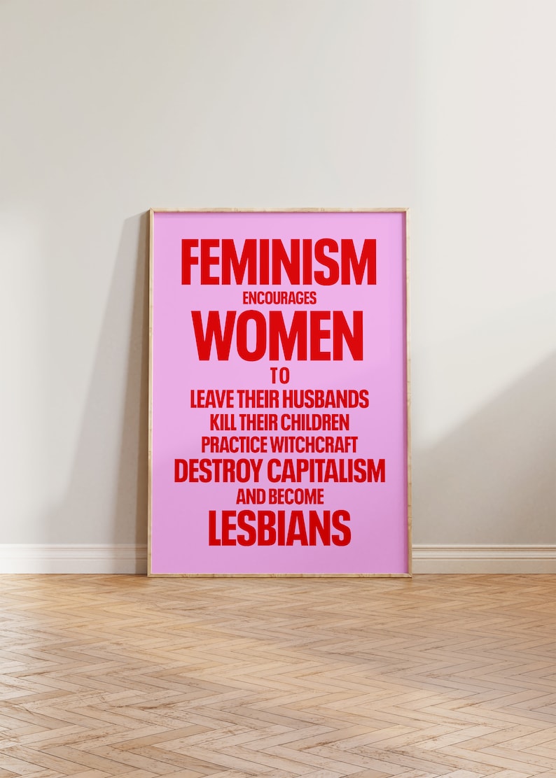 Feminist Print, Feminism Art Print, Female Empowerment Print, Retro Feminist Poster, Feminism Encourages, Feminist Poster Pink, Gift For Her Pink