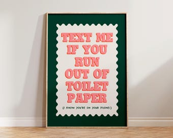 Bathroom Wall Art, Funny Toilet Print, Bathroom Sign, Restroom Wall Decor, Green Pink Wall Art, Toilet Paper Poster, En Suite Wall Art