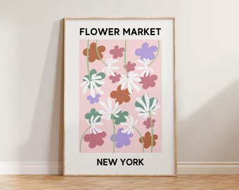 Flower Market Print Poster, Flower Market New York Print, Aesthetic Floral Print, Flower Market Poster, Wall Art Home Decor, Les Fleurs Art