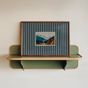 Retro randig väggkonst, vintage Kanada-tryck, randigt tryck, väggkonst i mitten av århundradet modern, väggkonst i vintagevykort, retro Banff-väggkonst Blue & Green