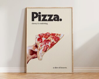 Kitchen Print, Retro Kitchen Print, Pizza Print, Dining Room Print, Pizza Poster, Italian Food Print, Food Wall Art, Cool Kitchen Wall Art