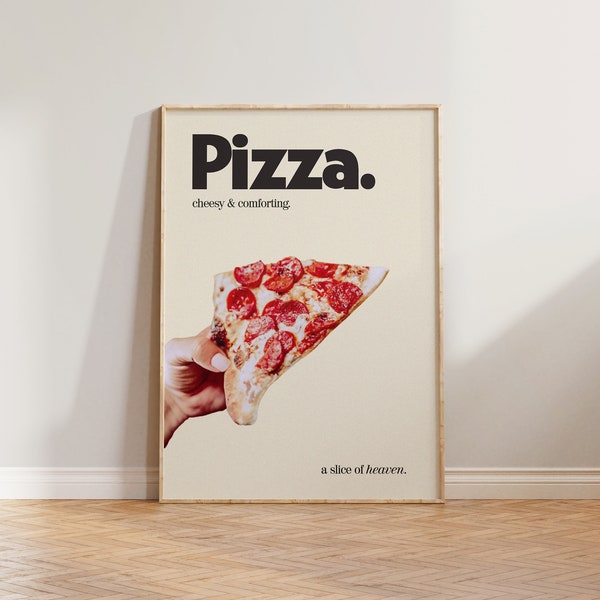 Kitchen Print, Retro Kitchen Print, Pizza Print, Dining Room Print, Pizza Poster, Italian Food Print, Food Wall Art, Cool Kitchen Wall Art