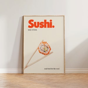 Sushi Print, Retro Print, Sushi Poster, Japanese Print, Retro Poster, Japan Print, Food Print, Kitchen Print, Japan Wall Art, Retro Wall Art