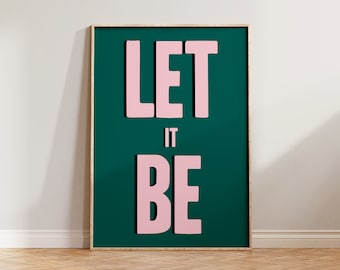 Let It Be Print, Impresión tipográfica, Impresión musical retro, Impresiones coloridas, Póster tipográfico, Impresión musical de óxido de cobre, Impresión para sala de estar