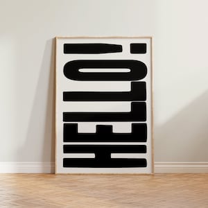 Hello Print Poster, Bold Print, Typography Print, Hello Poster, Typographic Print, Cool Wall Art, Bold Poster, Eclectic Print, Retro Style