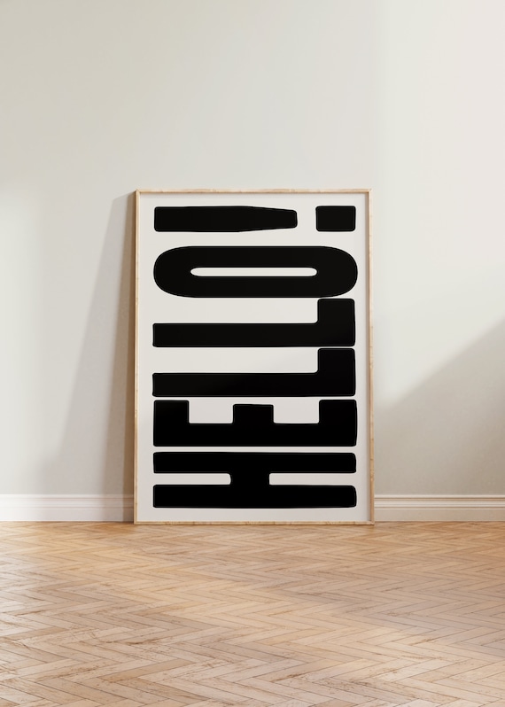 Hello Print Poster, Bold Print, Typography Print, Hello Poster, Typographic Print, Cool Wall Art, Bold Poster, Eclectic Print, Retro Style