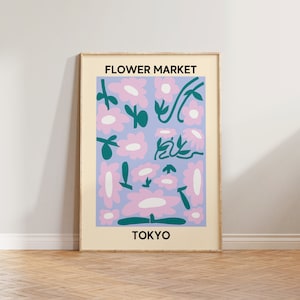 Flower Market Print Poster, Flower Market Tokyo Print, Aesthetic Floral Print, Flower Market Poster, Wall Art Home Decor, Pink Daisy Print