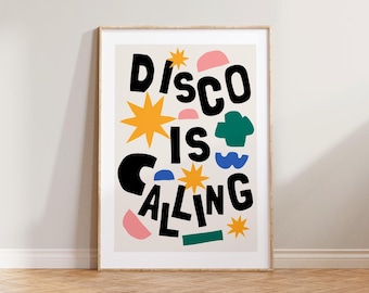 Kitchen Print, Music Disco Poster, Colourful Wall Art, Retro Disco Print, Retro Wall Art, Living Room Prints, Bright Wall Art, Aesthetic Art