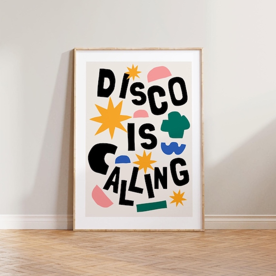 Kitchen Print, Music Disco Poster, Colourful Wall Art, Retro Disco Print, Retro Wall Art, Living Room Prints, Bright Wall Art, Aesthetic Art