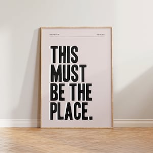 This Must Be The Place Print, Typographic Poster, Bright Typography Wall Art, Hallway Prints, Bold Pink Print, Living Room Prints, Colourful