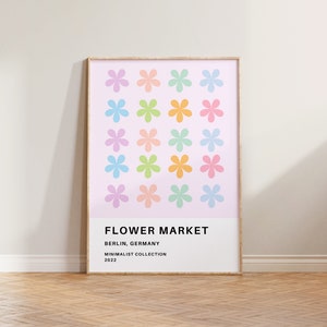 Flower Market Print Poster, Flower Print, Aesthetic Floral Print, Pastel Flower Market Poster, Pastel Colour Wall Art, Flower Market Berlin