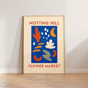 Flower Market Print Poster, Flower Print, Retro Flower Market Poster, Flower Market Notting Hill Poster, Abstract Art, Flower Market London