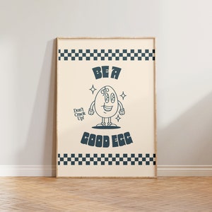 Arte murale retrò, stampa da cucina, poster retrò con cartoni animati, stampa Be A Good Egg, stampa vintage divertente, stampe retrò, poster da cucina, decorazioni murali fantastiche
