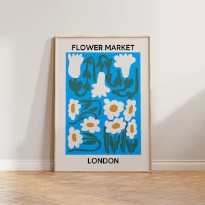 Flower Market Print Poster, Flower Print, Aesthetic Floral Print, Flower Market London Poster, Wall Art Home Decor, Floral Daisy Prints Art