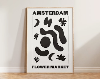 Flower Market Print Poster, Flower Print, Aesthetic Amsterdam Print, Flower Market Amsterdam Poster, Wall Art Home Decor, Abstract Art Print
