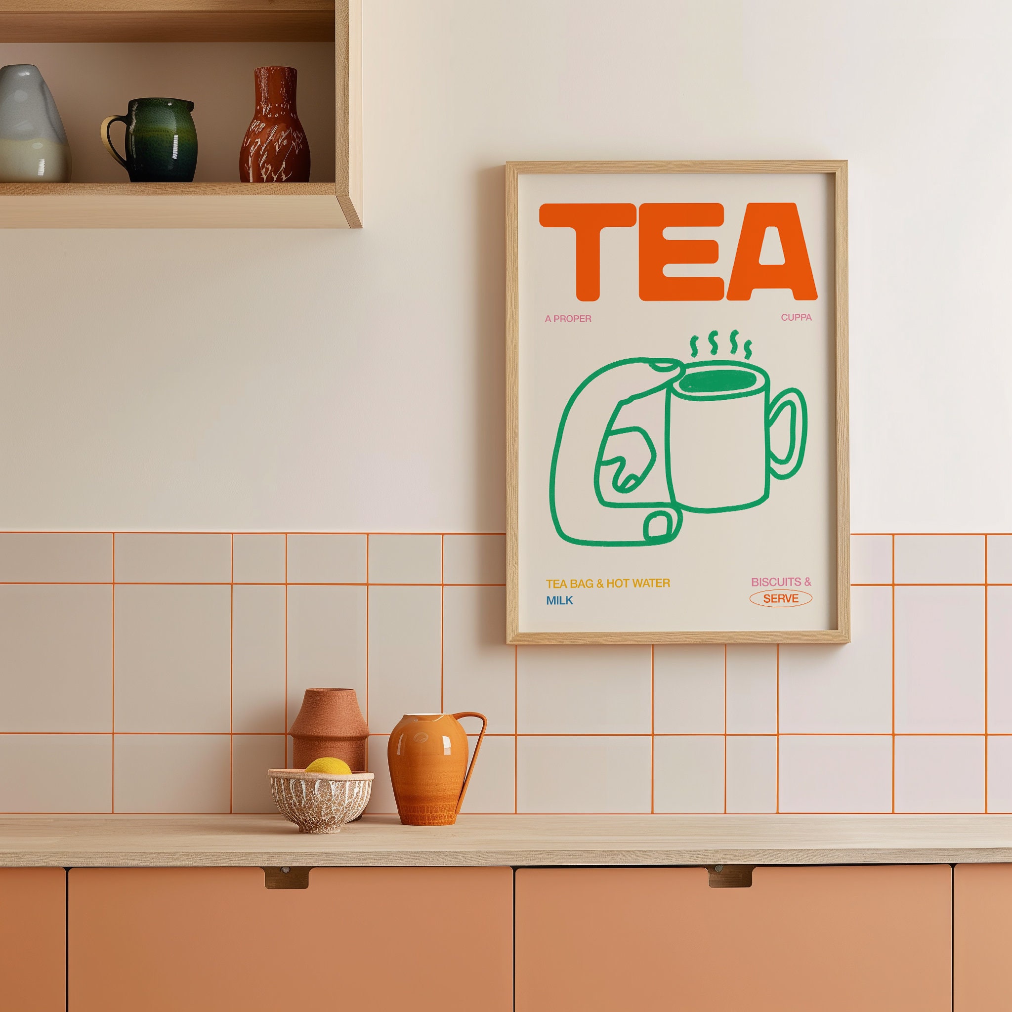 for the tea kitchen print | unique wall art from... Kitchen Print, Tea Wall Art, Tea Illustration Kitchen Prints, Hand ...