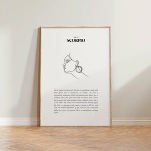 She Is Scorpio Print, Scorpio Print, Horoscope Zodiac Print, Astrology Print, Star Sign Wall Art, Scorpio Poster, Minimalist Scorpio Gift