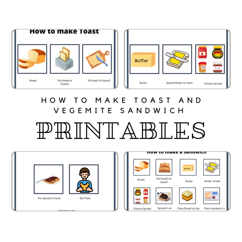 How to Make Toast and a Vegemite Sandwich Visual / Picture Sequence