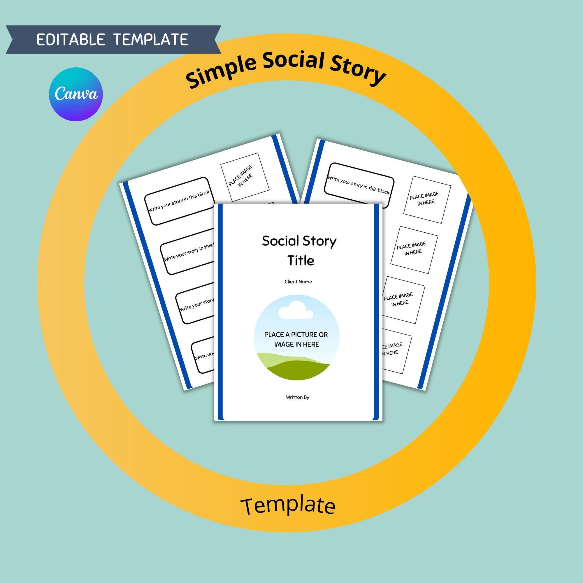 Social Story Template Editable in Canva /learning and Etsy