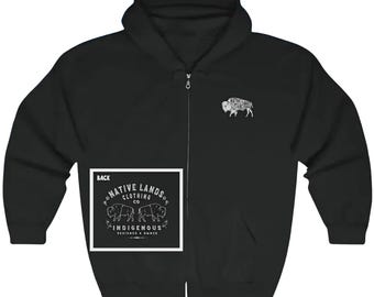 Bison Zippered Hoodie (front/back)
