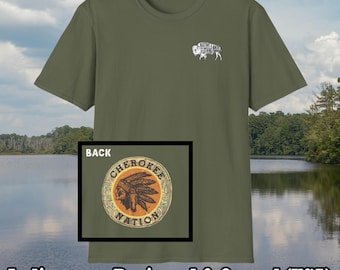 Unisex Cherokee Nation Cotton Bison Shirt (front/back) - Honoring First Nations, Inuit, Native American Indigenous Cultures