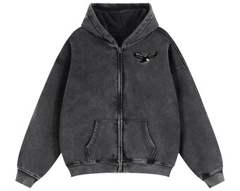 Inuit People Fleece Zipper Hoodie, Indigenous Streetwear Zip Up Jacket, Native Arctic Orca Winter Coat, Front Back Print Fleece Top