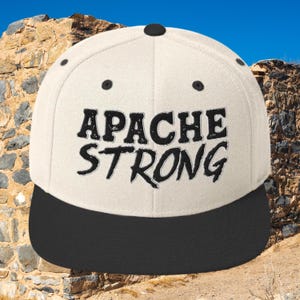 Apache Strong Embroidered Snapback Hat - Honoring First Nations, Inuit, Native American Indigenous Cultures
