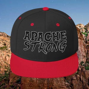 Apache Strong Embroidered Snapback Hat - Honoring First Nations, Inuit, Native American Indigenous Cultures