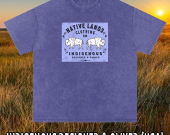 Bisons Snow Washed Oversized Cotton Shirt- Honoring First Nations, Inuit, Native American Indigenous Cultures