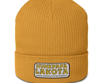 Organic Hunkpapa Lakota People Embroidered Beanie - Honoring First Nations, Inuit, Native American Indigenous Cultures
