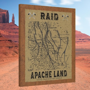 20 x 24 Apache Tribe Raid Routes Rustic Wall Art - Honoring First Nations, Inuit, Native American Indigenous Cultures
